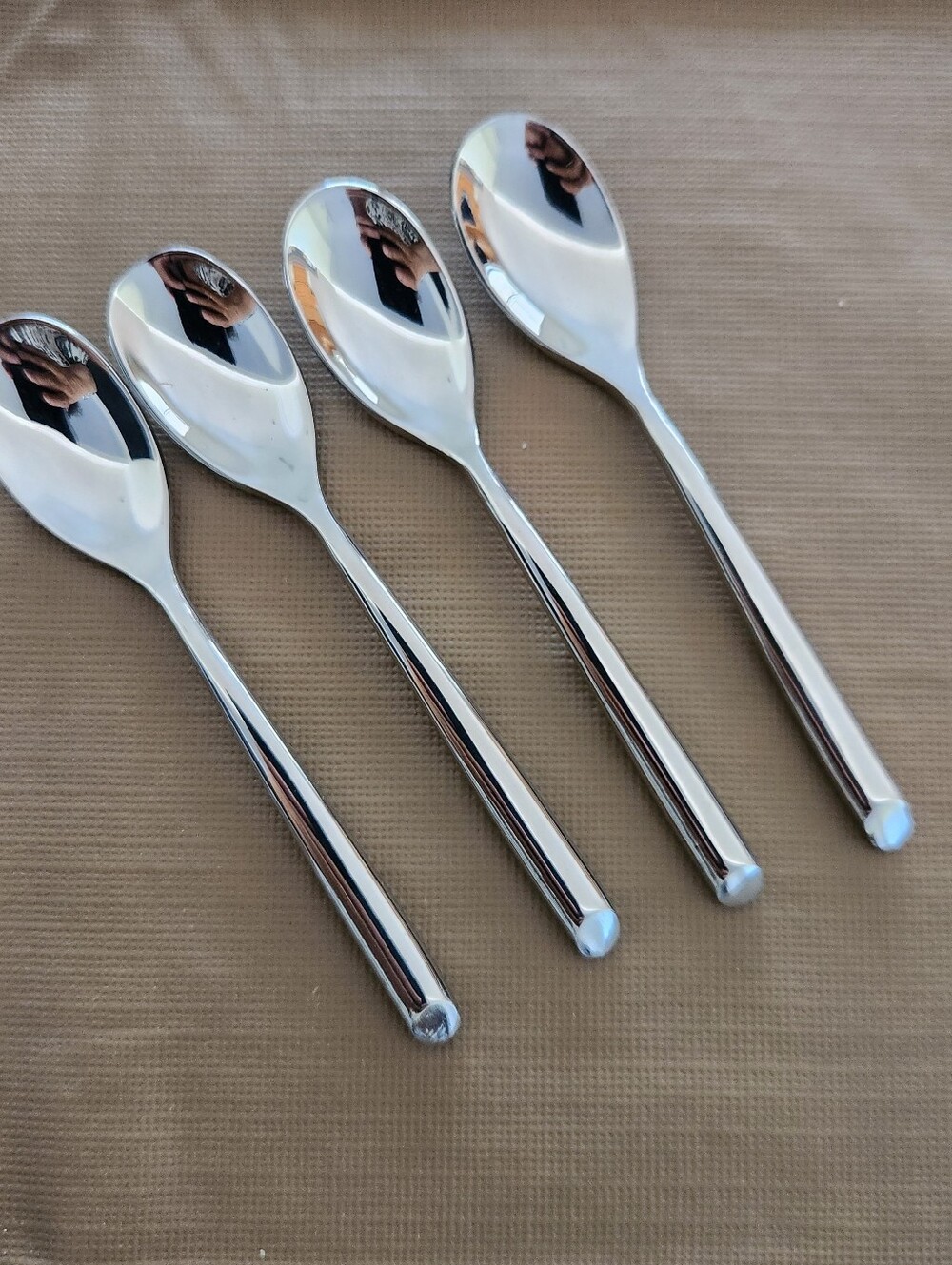 Stainless Steel Long Handle Teaspoons - Polished Silver (Set of 4)